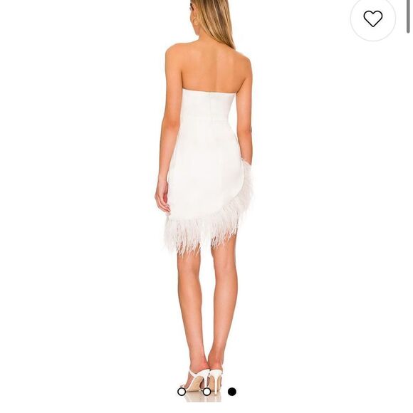 NBD Celine white feather asymmetrical strapless dress XS Revolve - Picture 3 of 7